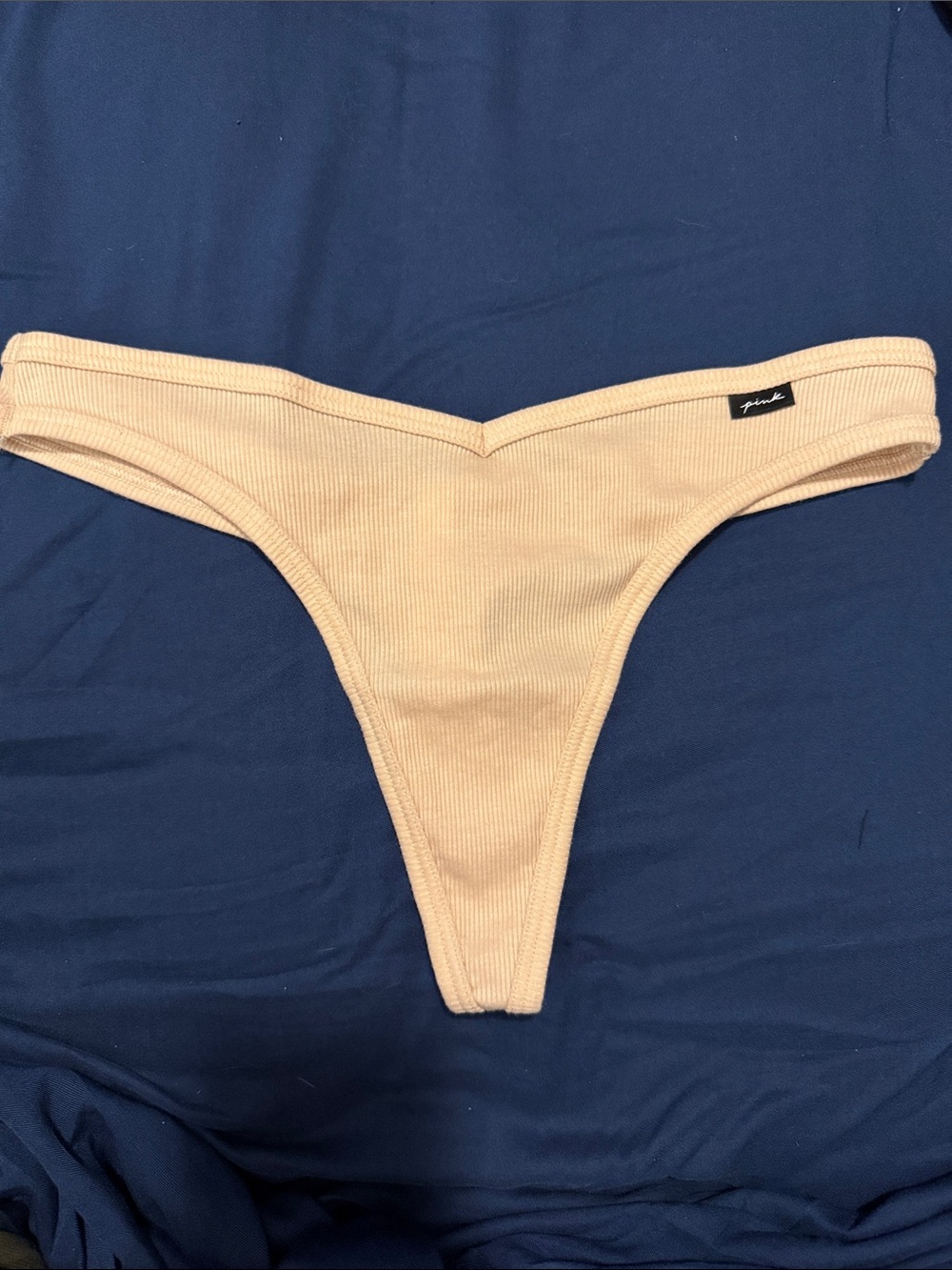 PINK Victoria's Secret Ribbed Light Tan Thong